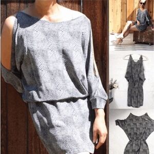 Karina Grimaldi Silk Mini Dress Snake Print Open Back Slit Elastic Waist Small